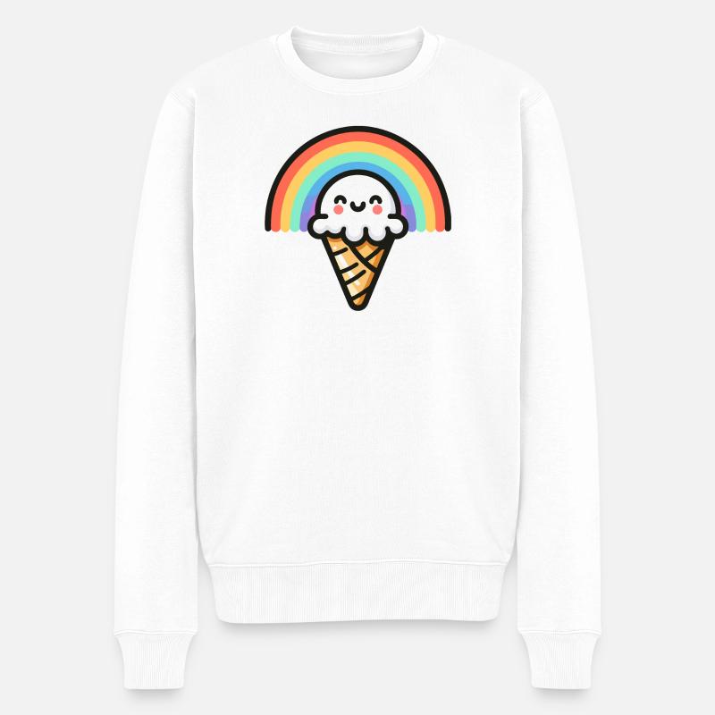 Rainbow Scoop: Der süßeste Bogen - Männer Premium Bio Pullover - Weiß