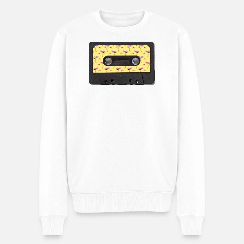Graphisme d’été Flamingo vintage cassette - Pull Premium bio Homme - blanc