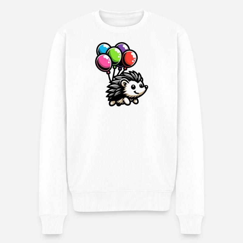 Hedgehog Harmony: Der Ballon-Kumpel - Männer Premium Bio Pullover - Weiß