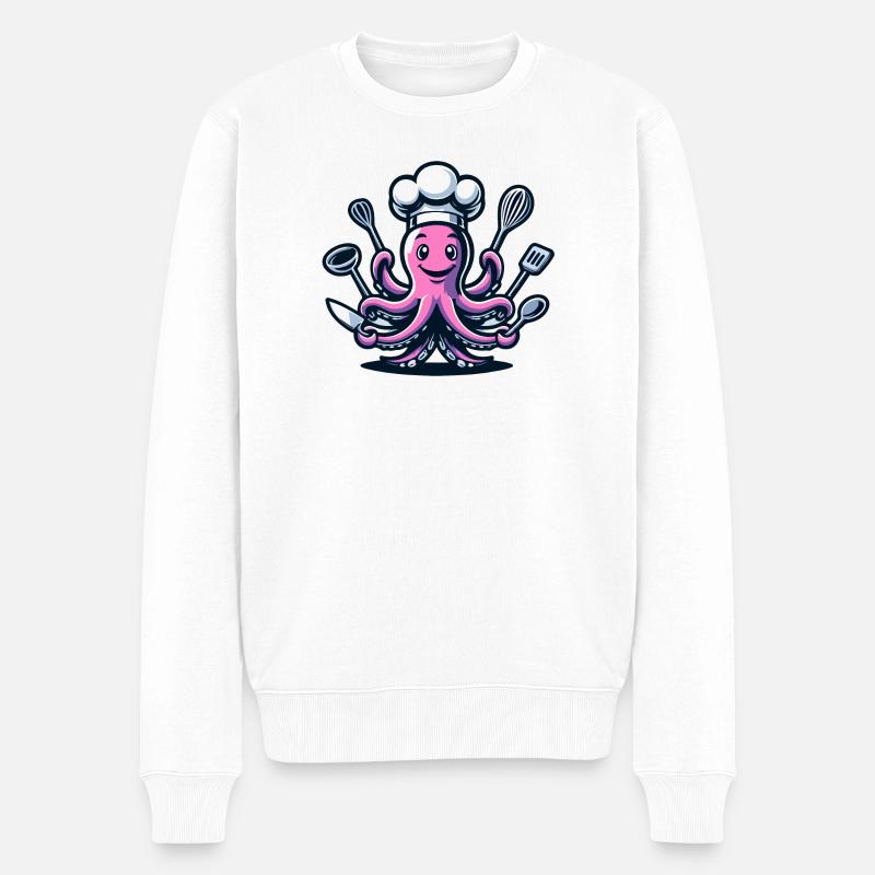 Octo-Chef : Le tentacule gourmand - Pull Premium bio Homme - blanc