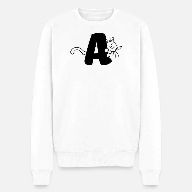 Katze Buchstabe A - Männer Premium Bio Pullover - Weiß