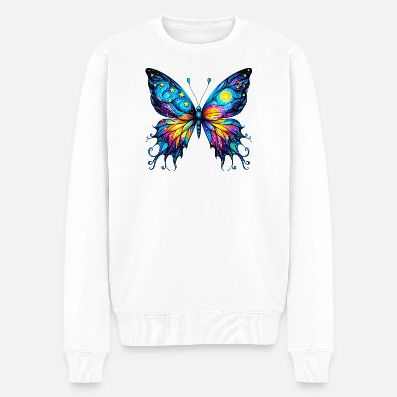Van Gogh Schmetterling - Männer Premium Bio Pullover - Weiß