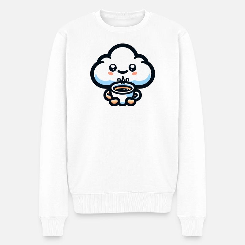 Cumulus de caféine : le nuage joyeux - Pull Premium bio Homme - blanc