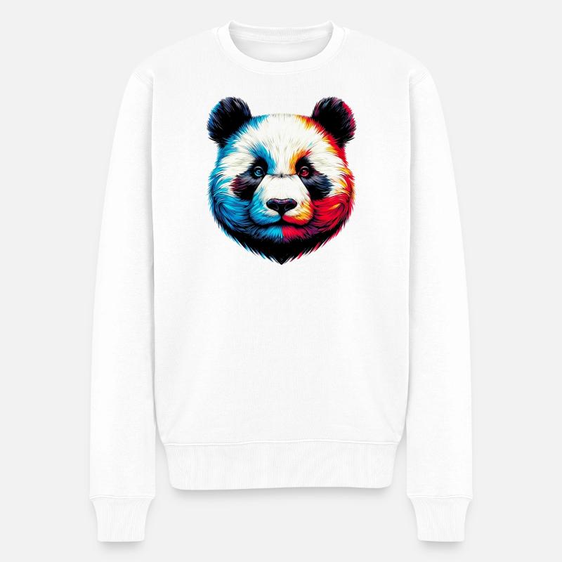Panda - Männer Premium Bio Pullover - Weiß