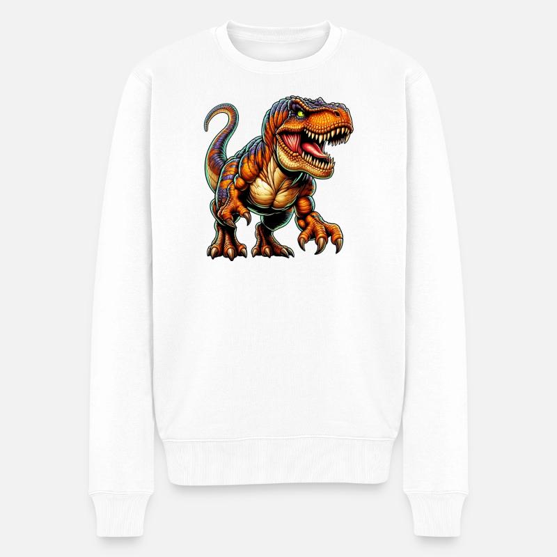 Dinosaurier - Männer Premium Bio Pullover - Weiß