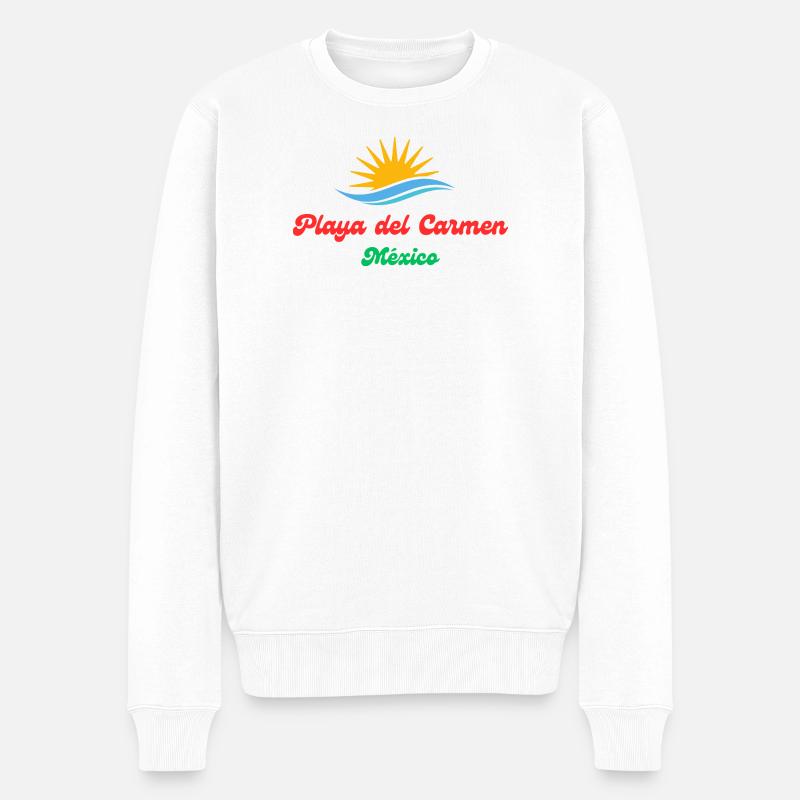 Playa del Carmen Mexiko Sonne Wasser Design - Männer Premium Bio Pullover - Weiß