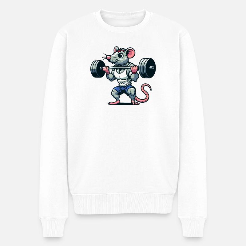 Mighty Mouse Lifter: Der Workout-Krieger - Männer Premium Bio Pullover - Weiß