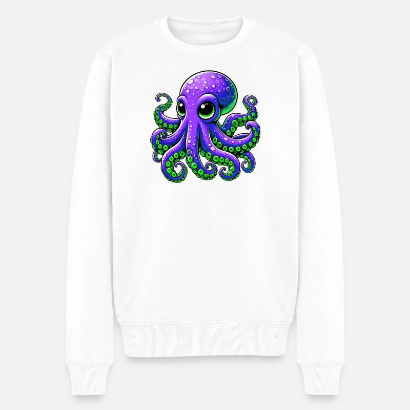 Krake - Männer Premium Bio Pullover - Weiß