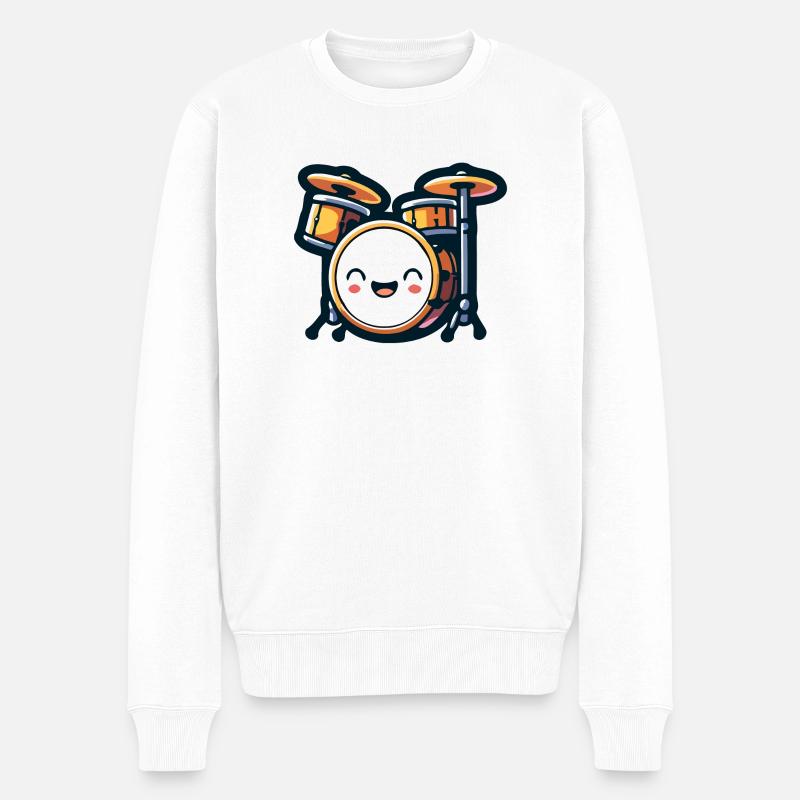 Rhythmisches Rumpeln: Das Schlagzeug-Set Delight - Männer Premium Bio Pullover - Weiß