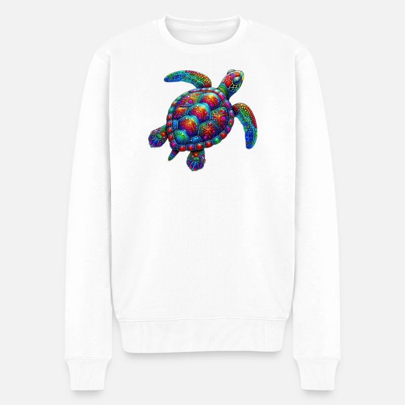 Schildkröte - Männer Premium Bio Pullover - Weiß