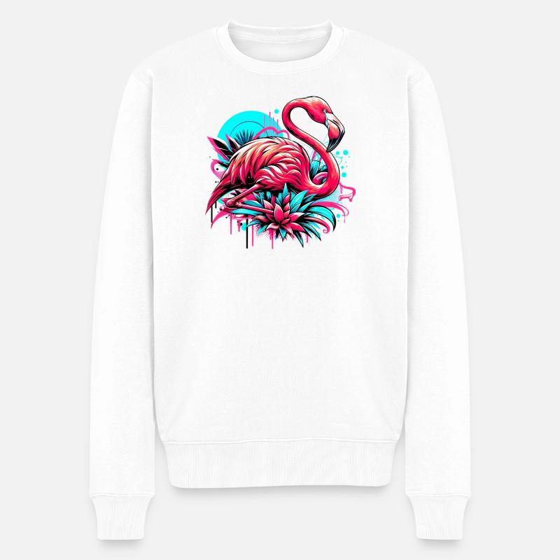 Flamingo - Männer Premium Bio Pullover - Weiß