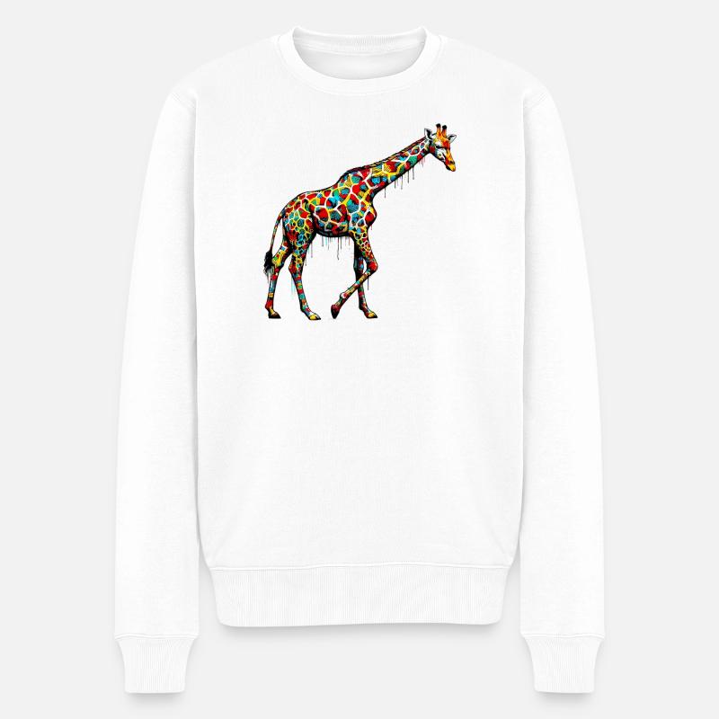 Giraffe - Männer Premium Bio Pullover - Weiß