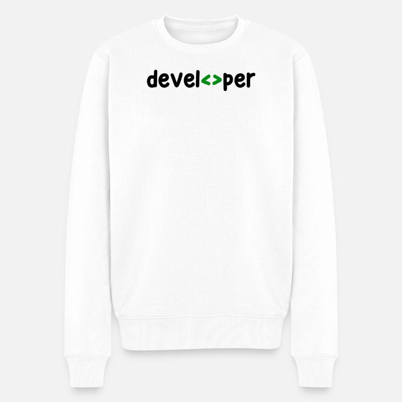 Developer Spruch Coden Softwareentwickler Nerd - Männer Premium Bio Pullover - Weiß