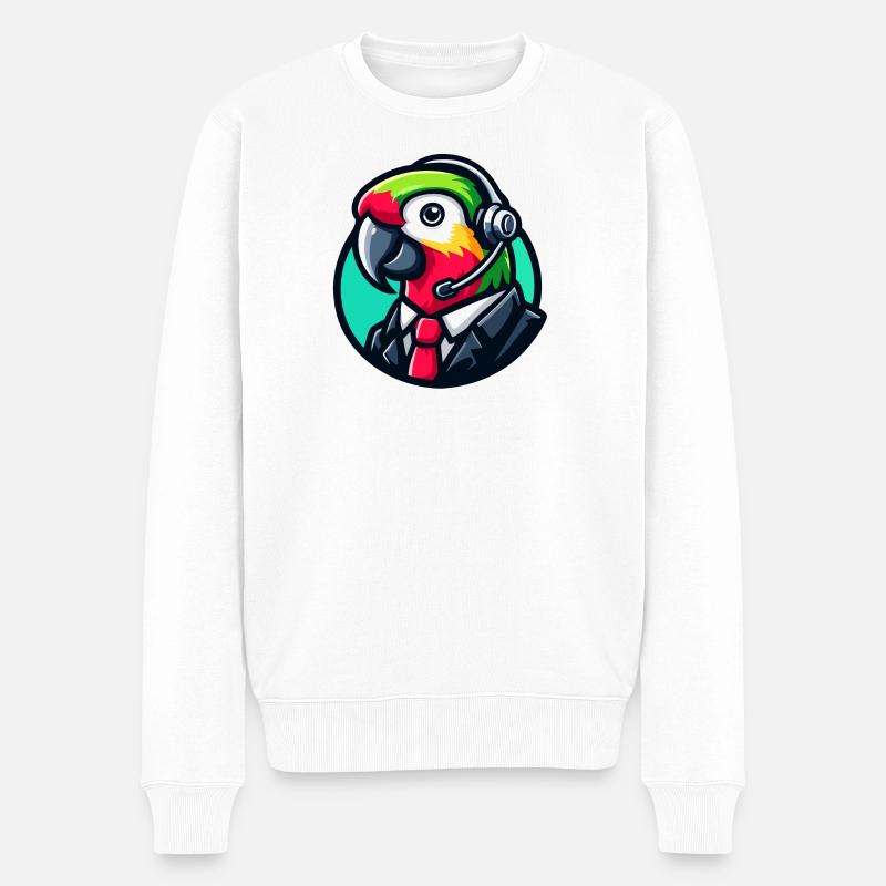 Parrot Professioneller Chat-Support - Männer Premium Bio Pullover - Weiß