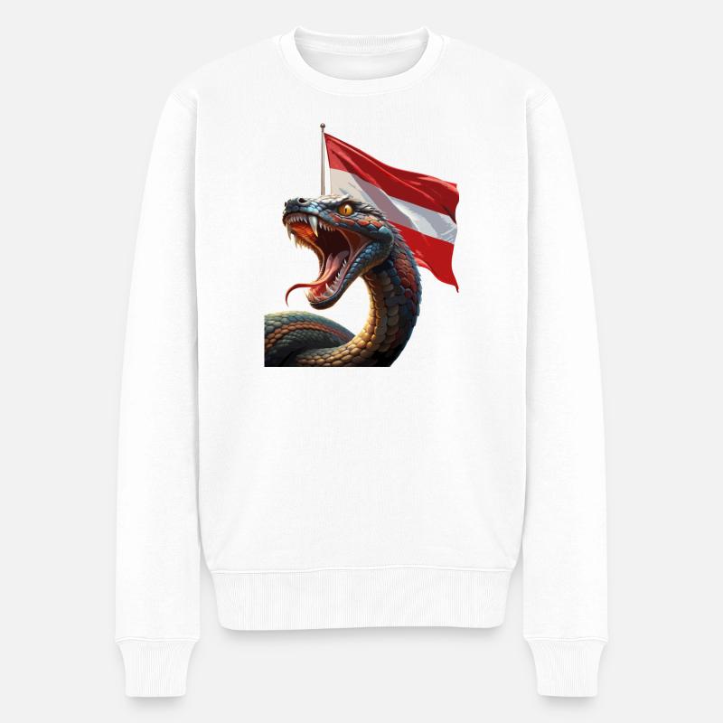 Un serpent cool avec le drapeau autrichien - Pull Premium bio Homme - blanc