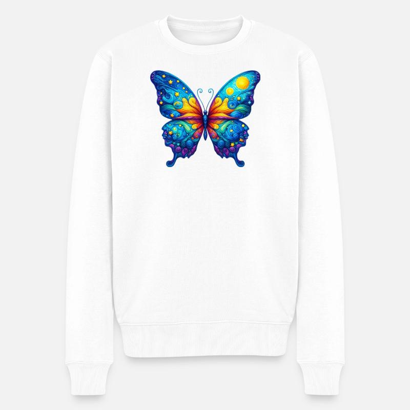 Van Gogh Schmetterling - Männer Premium Bio Pullover - Weiß
