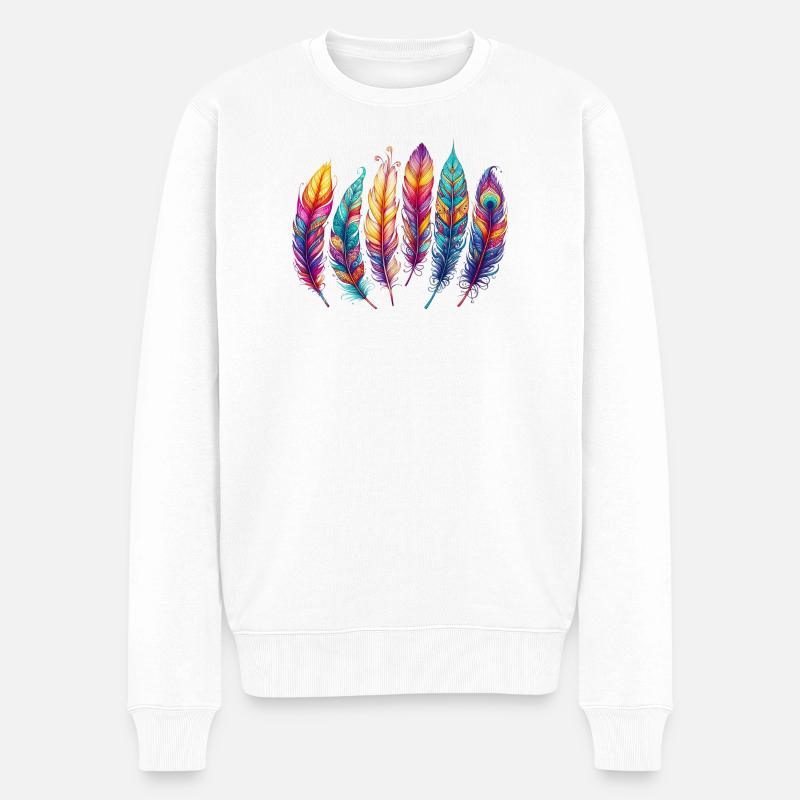 Feder Federstift Kugelschreiber - Männer Premium Bio Pullover - Weiß