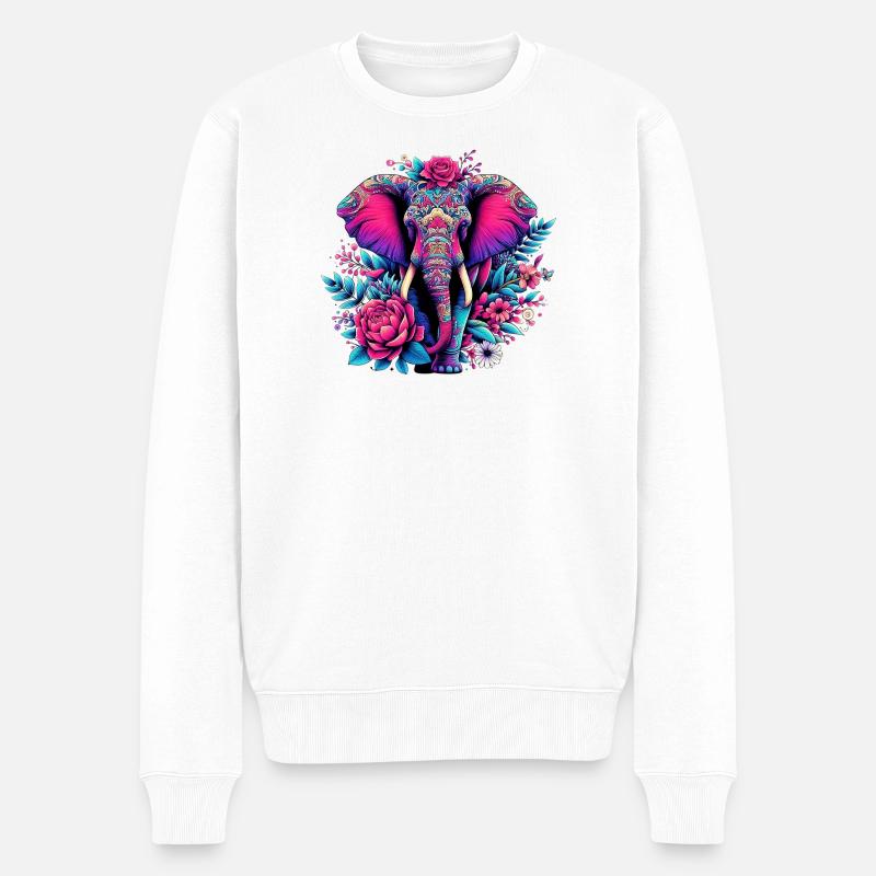 Elefant - Männer Premium Bio Pullover - Weiß