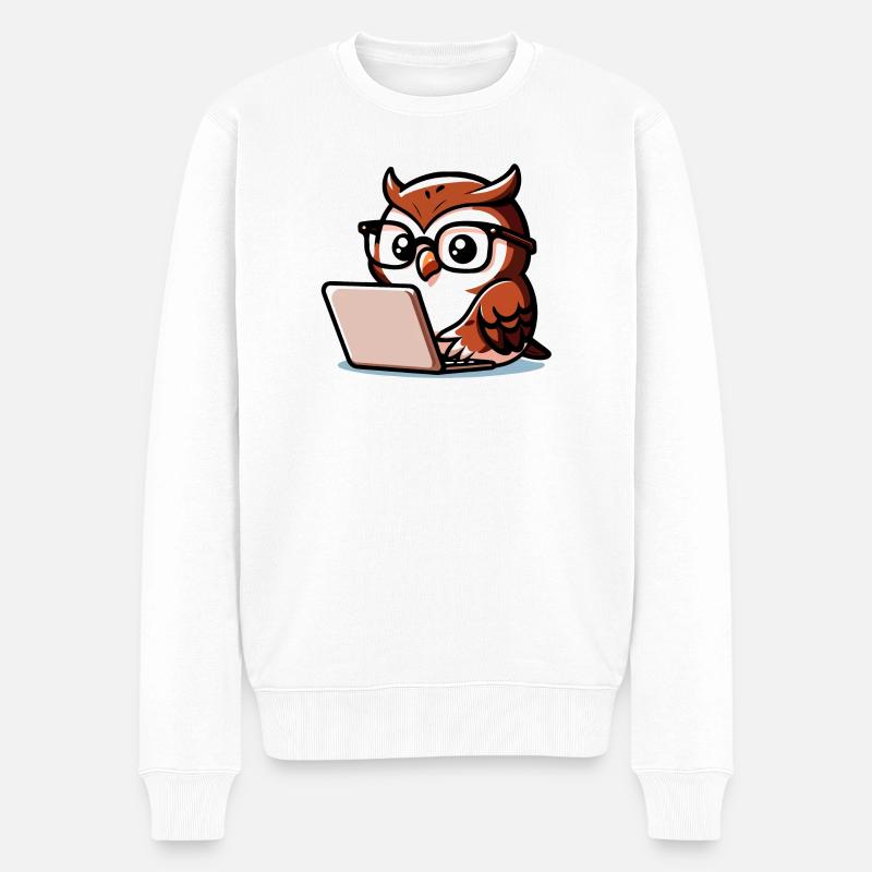 Wise Web Owl: Der Wissensnavigator - Männer Premium Bio Pullover - Weiß
