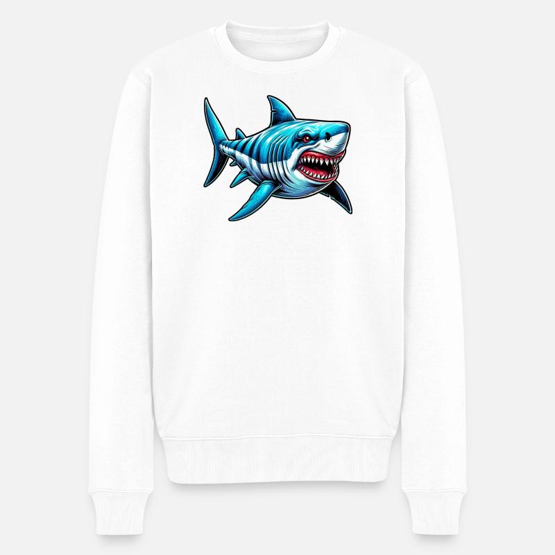 Hai - Männer Premium Bio Pullover - Weiß