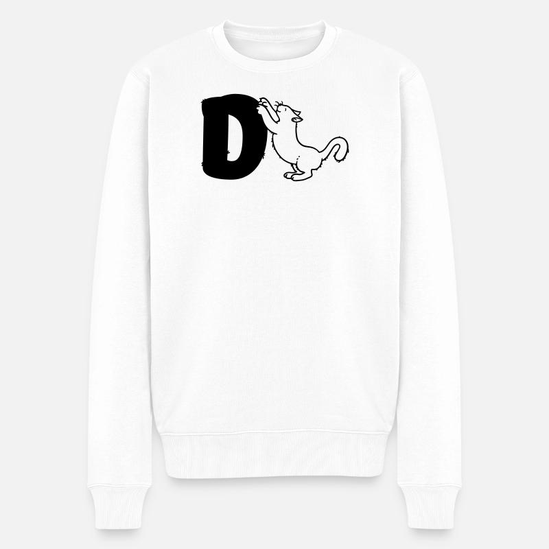 Lettre D du chat - Pull Premium bio Homme - blanc