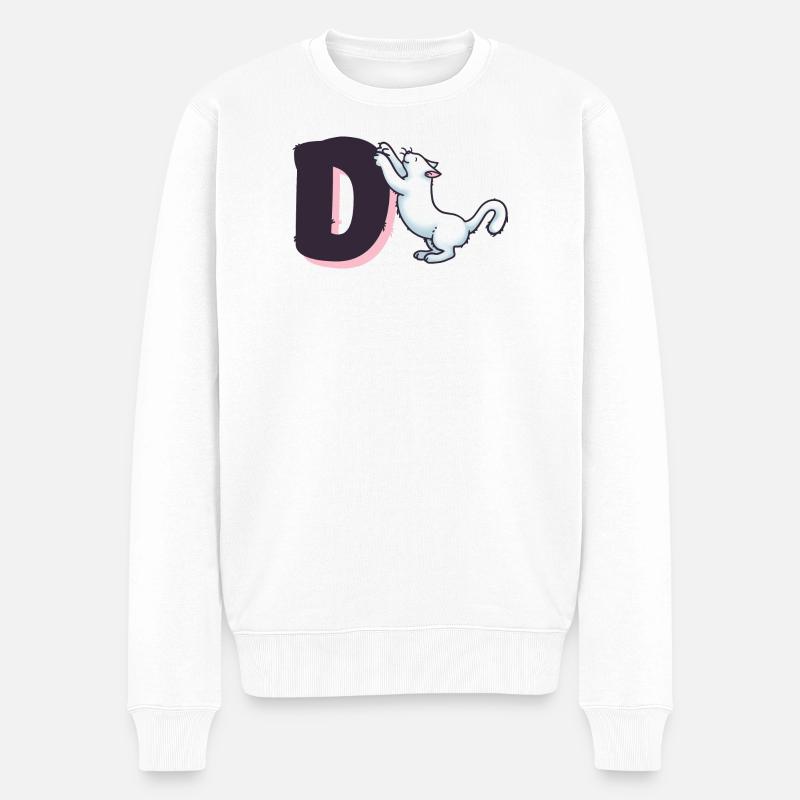 Katze Buchstabe D - Männer Premium Bio Pullover - Weiß