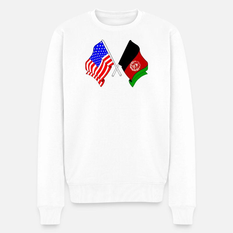 Drapeau des États-Unis Drapeau de l’Afghanistan - Pull Premium bio Homme - blanc
