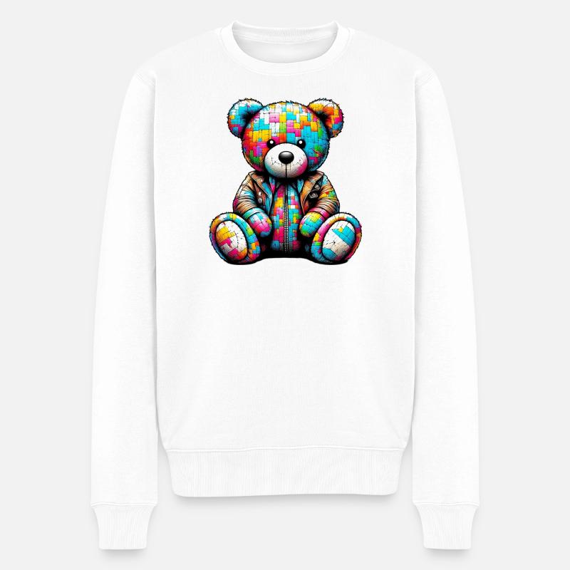 Teddybär Teddybär Lederweste - Männer Premium Bio Pullover - Weiß