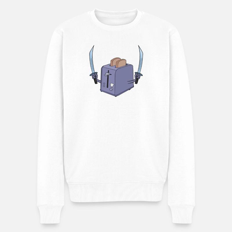 Toaster und das Schwert - Männer Premium Bio Pullover - Weiß