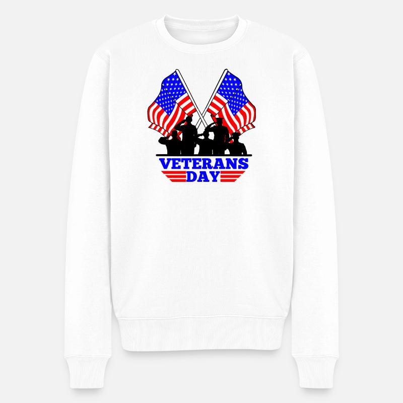 USA-Flagge Veterans Day Emblem - Männer Premium Bio Pullover - Weiß