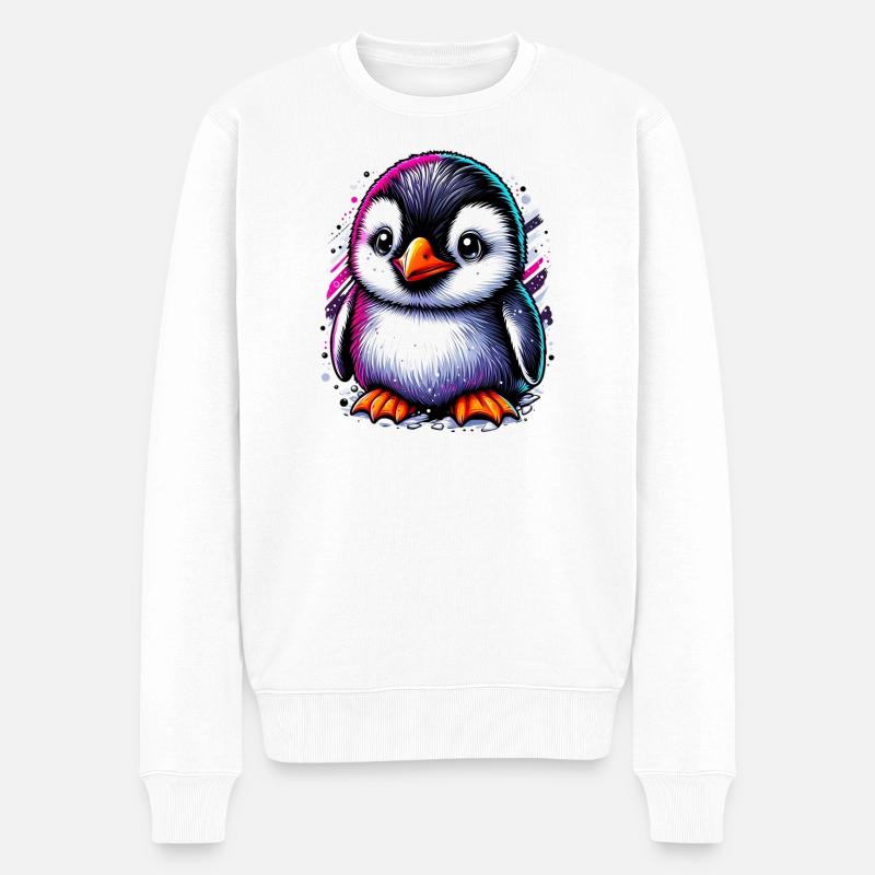 Pinguin - Männer Premium Bio Pullover - Weiß