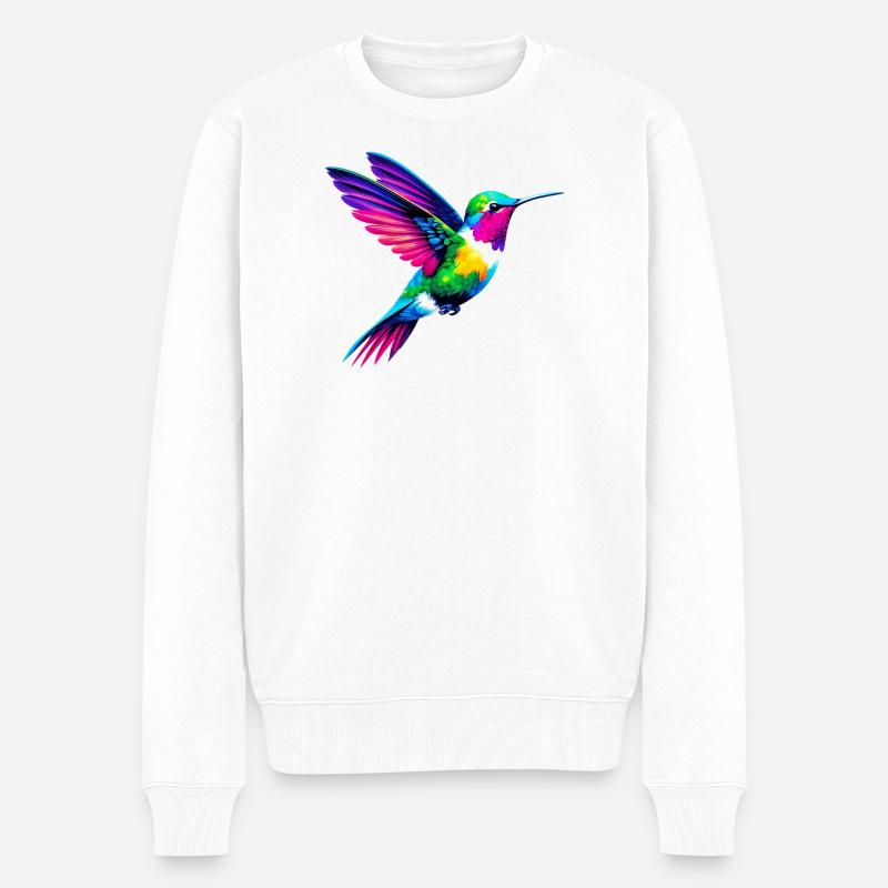 Kolibri - Männer Premium Bio Pullover - Weiß