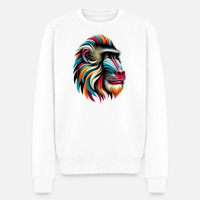 Mandrill-Affe - Männer Premium Bio Pullover - Weiß