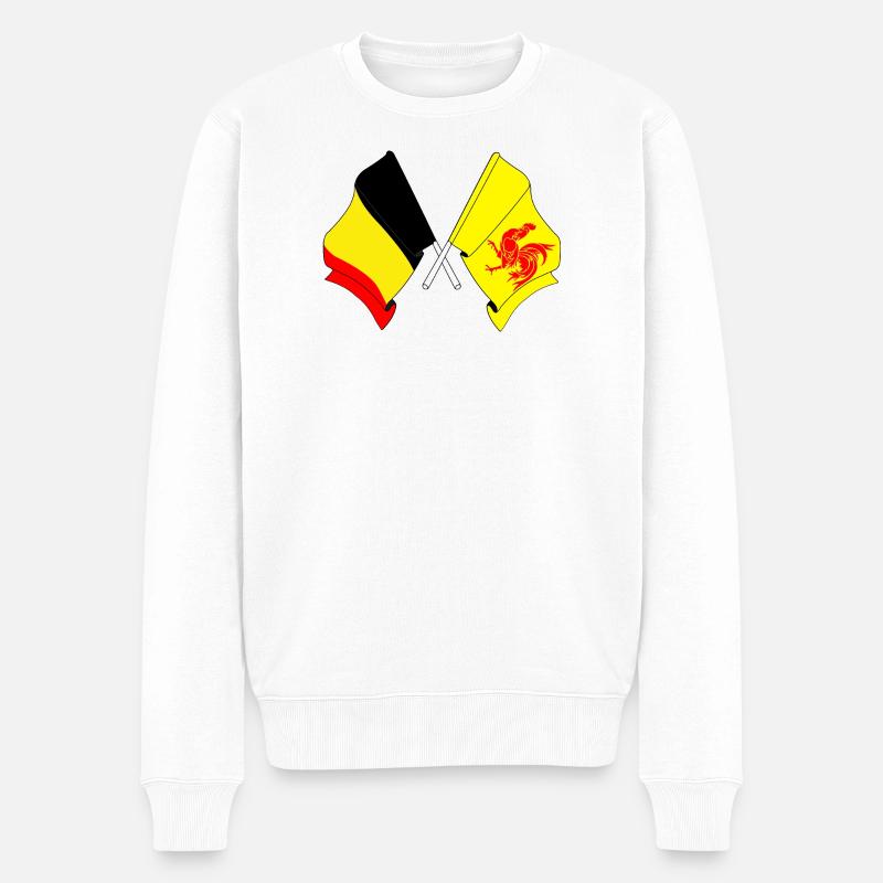 Drapeau de la Belgique, drapeau de la Wallonie - Pull Premium bio Homme - blanc