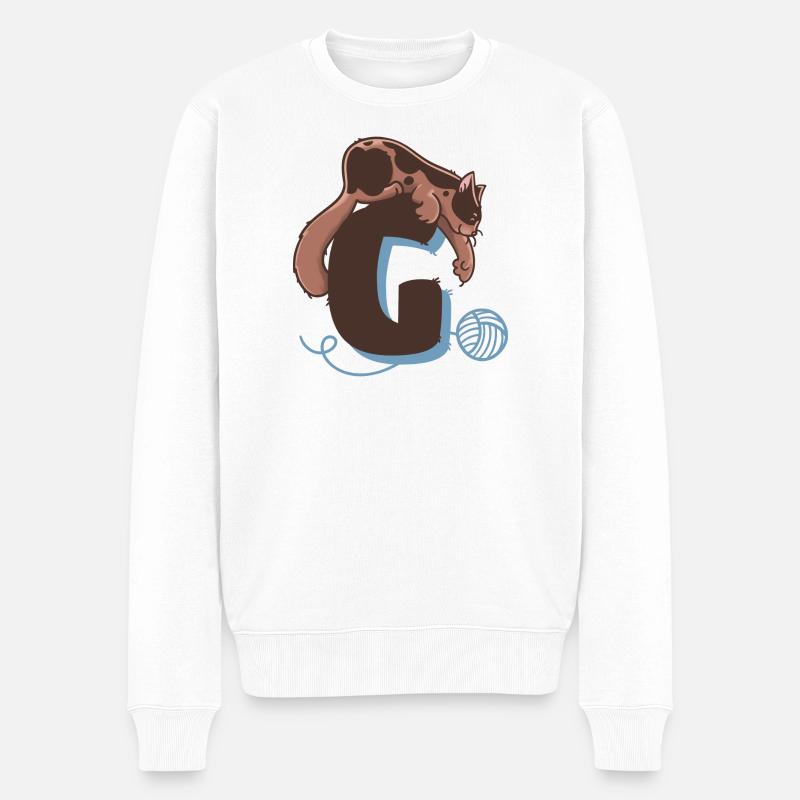 Katze Buchstabe G - Männer Premium Bio Pullover - Weiß