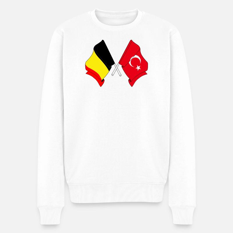 Drapeau Belgique, drapeau Turquie - Pull Premium bio Homme - blanc