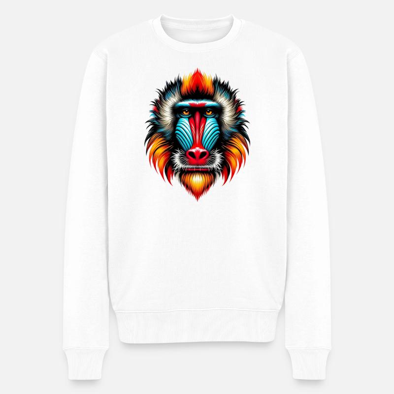Mandrill-Affe - Männer Premium Bio Pullover - Weiß