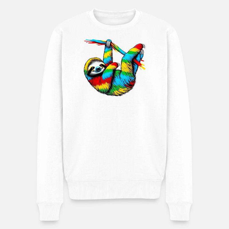 Faultier - Männer Premium Bio Pullover - Weiß