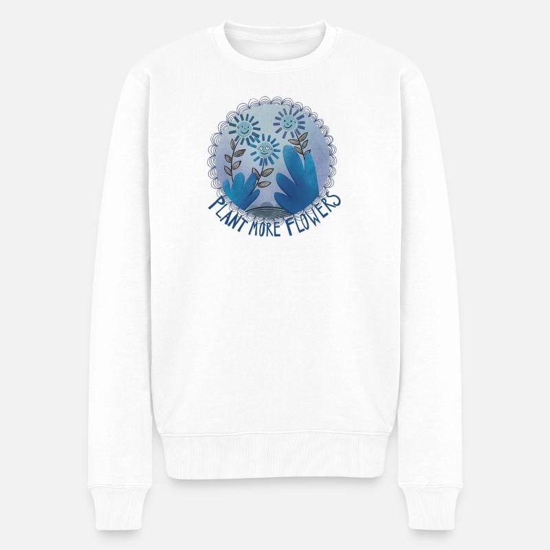 Plant More Flowers - Männer Premium Bio Pullover - Weiß
