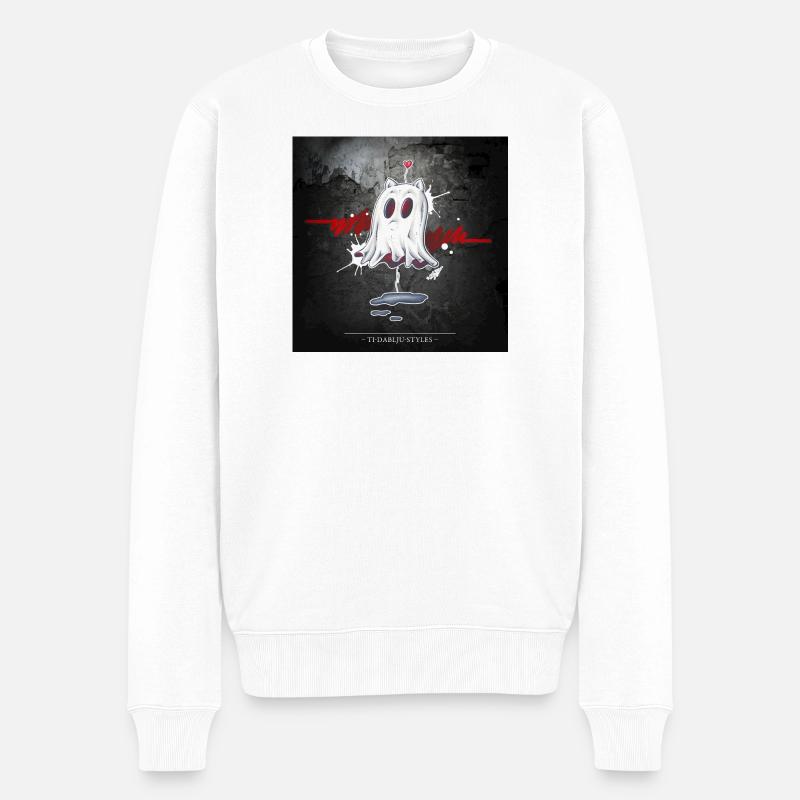 CatGhost amoureux - Pull Premium bio Homme - blanc