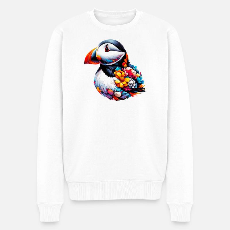 Papageitaucher - Männer Premium Bio Pullover - Weiß