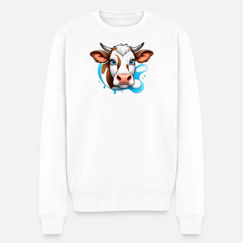 Breloque Vache des Alpes - Pull Premium bio Homme - blanc
