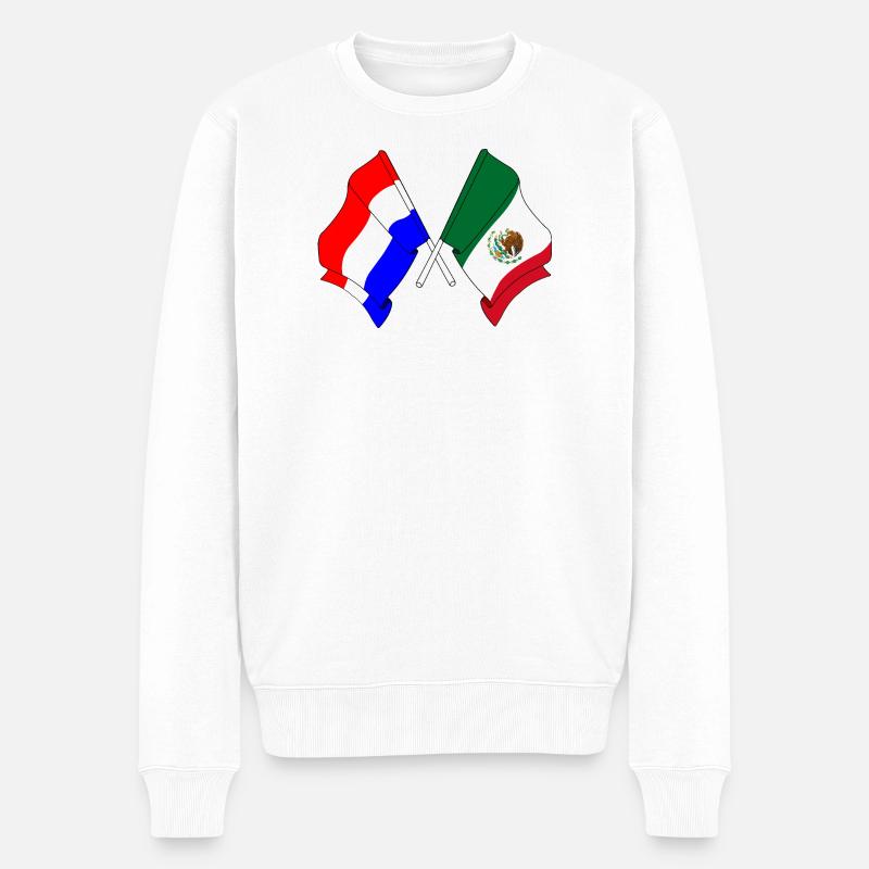 Drapeau Pays-Bas, drapeau Mexique - Pull Premium bio Homme - blanc