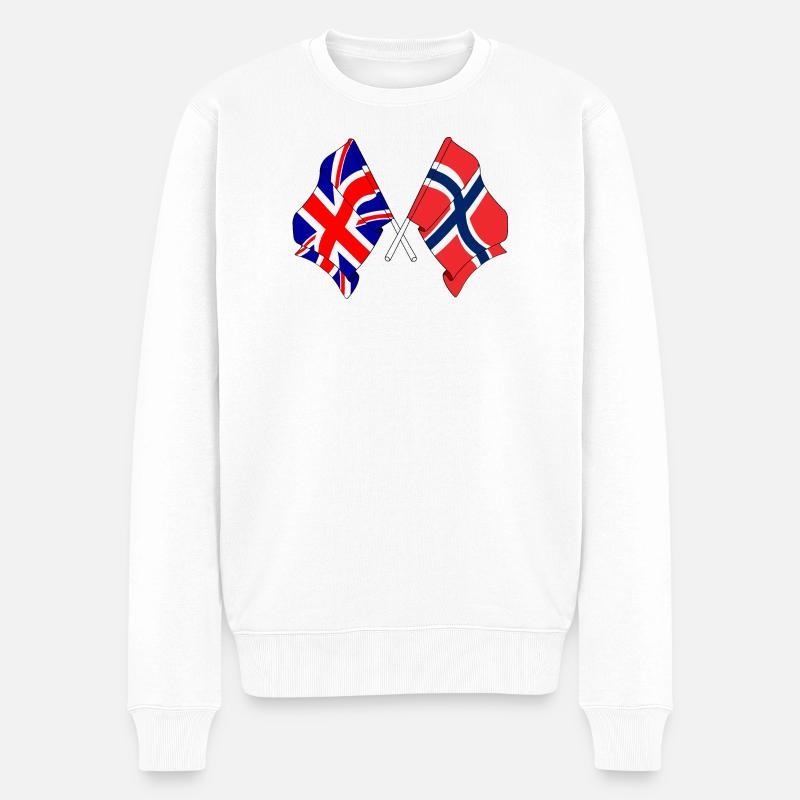 Drapeau Angleterre, drapeau Norvège - Pull Premium bio Homme - blanc