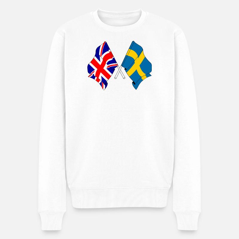 FlaggeEngland, Flagge Schweden - Männer Premium Bio Pullover - Weiß