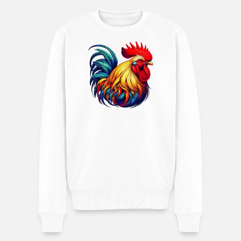 Hahn Henne - Männer Premium Bio Pullover - Weiß