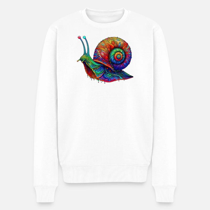 Schnecke - Männer Premium Bio Pullover - Weiß