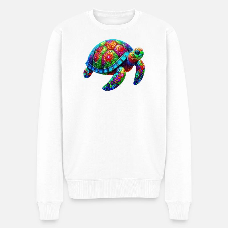 Schildkröte - Männer Premium Bio Pullover - Weiß