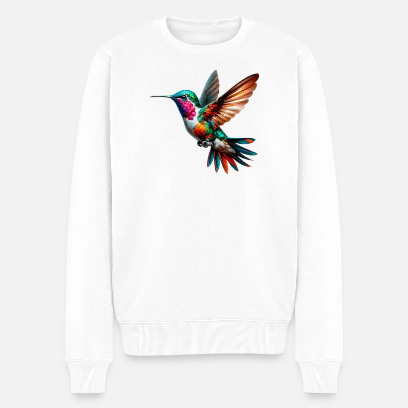 Kolibri - Männer Premium Bio Pullover - Weiß