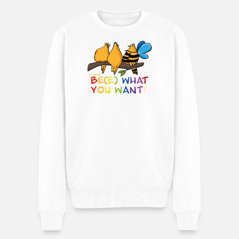 Buntes LGBTQ Print, Pride - Männer Premium Bio Pullover - Weiß
